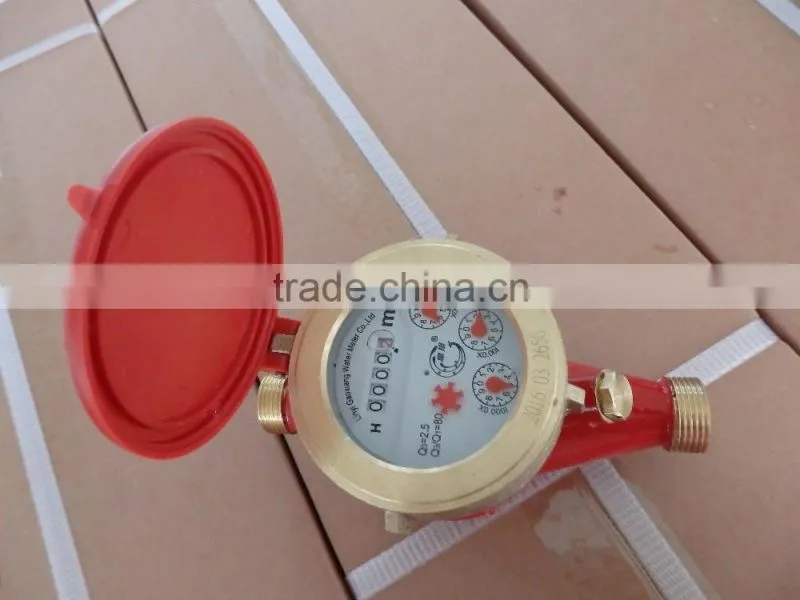 Multi jet vane wheel hot water meter with red body