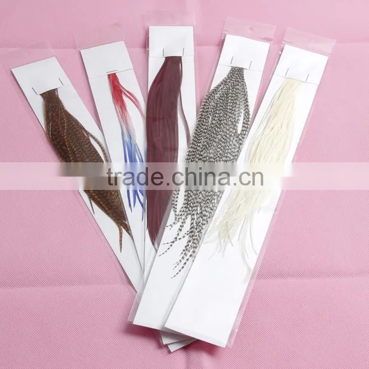 2016 Hot Sale Cheap Grizzly Natural Real Rooster Clip In Feather Hair Extensions