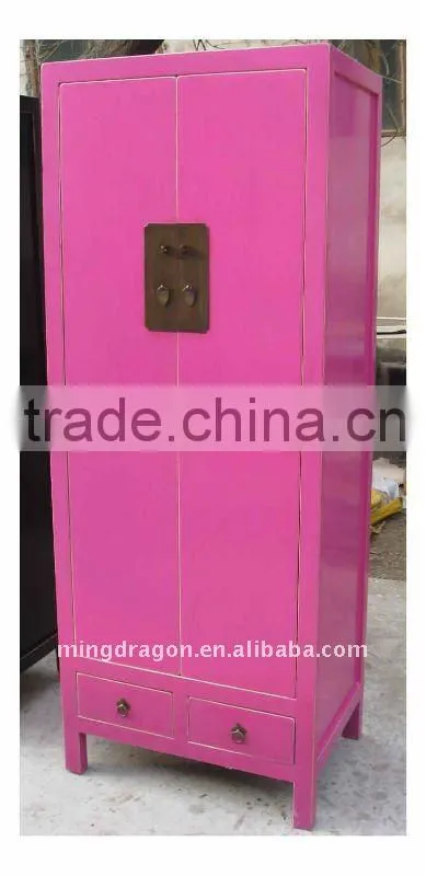 Chinese Antique Pink Wardrobe / Wedding Cabinet