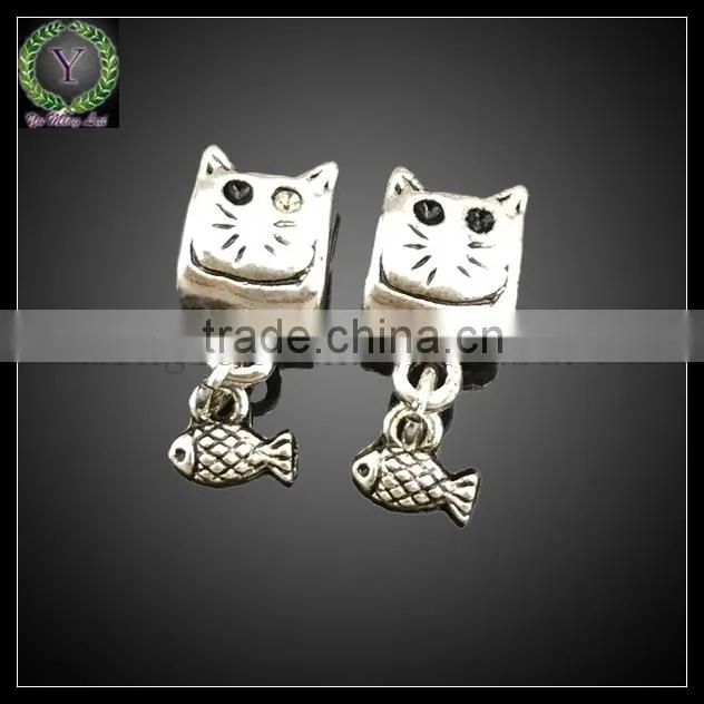 2015 Fashion Jewelry Cat And Fish Shaped Alloy Crystal Pendants