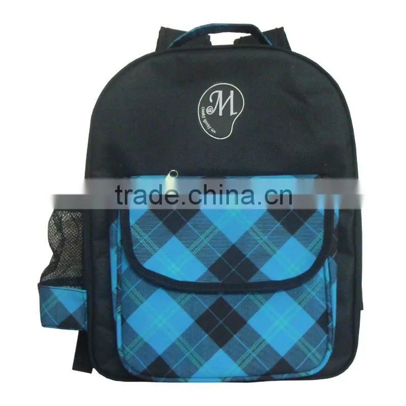School Bag with Tartan Printing