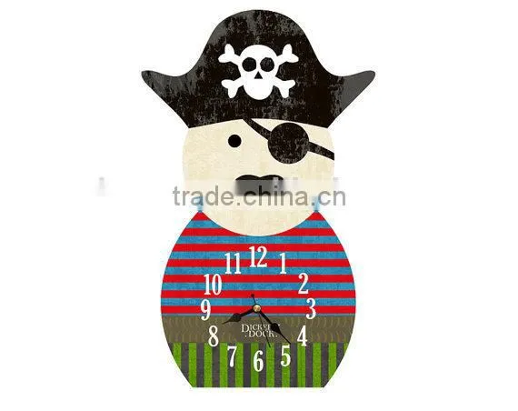 New design pirate style wooden wall clock for home deco