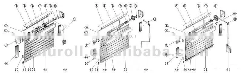Rolling Shutters with strap,control or motor control systems