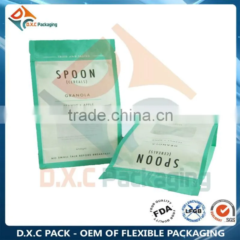 Flat Bottom Pouch Bag With Zipper For Food Packaging