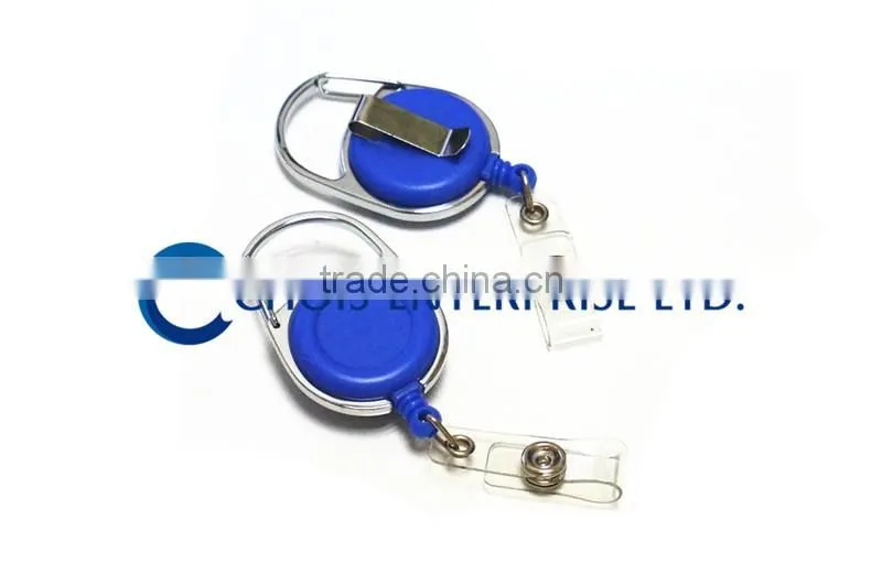 Promotion Custom Carabiner Hook Plastic Badge Reel, Retractablce Badge Holder