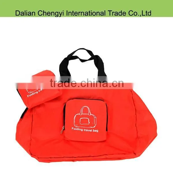 Foldable promotional unisex polyester travel luggage shoulder bag