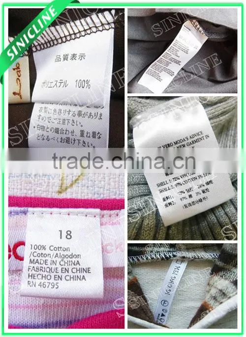 Sinicline Woven Care Content Label for Garment