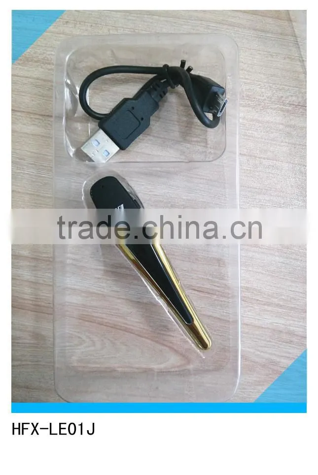 Luxury gold HI-FIstereo bluetooth single earbud with charging cable, two way communication device