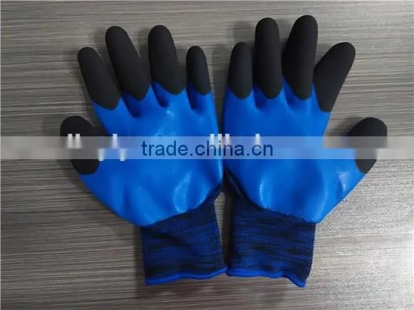 13 gauge 60g foam black/blue rubber coated blue/black nylon work glove