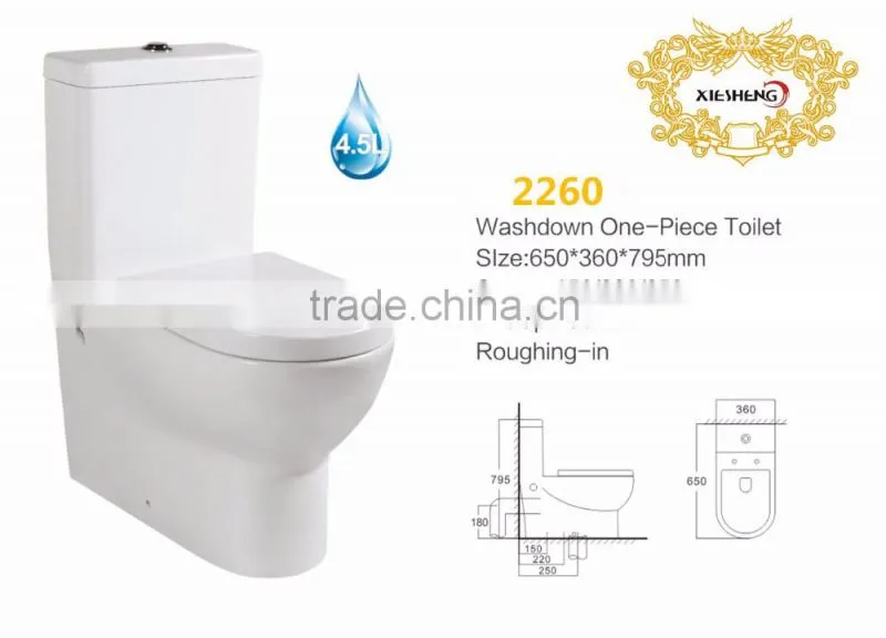 Washdown One Piece Toilet Popular Design Porcelain Sanitary Ware Toilet Bow