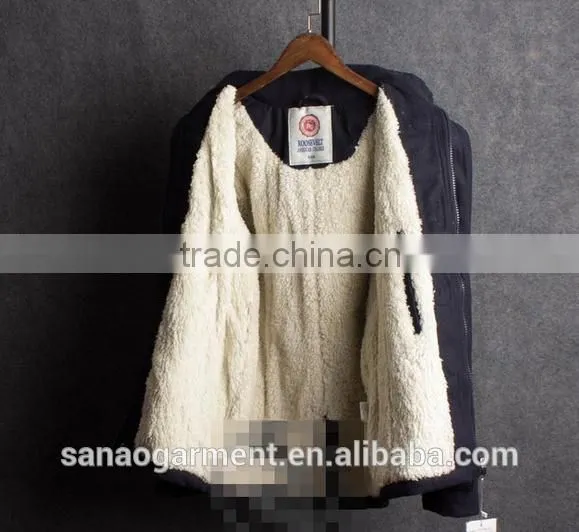 2015 casual men's thicken hooded lambs cotton-padded jacket