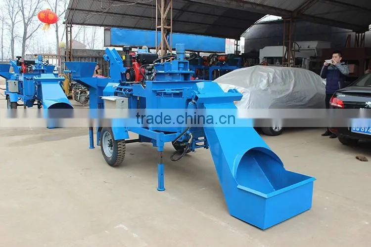 WT2-20M diesel engine mud brick making machine with hopper and mixer