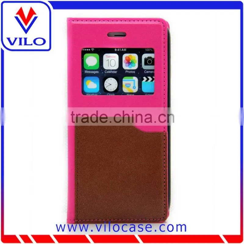 Combo color Leather flip case for iphone 6s with window