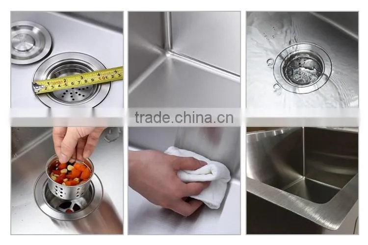Pro CNC welding process two holes double bowl small corner brushed kitchen sink cabinet
