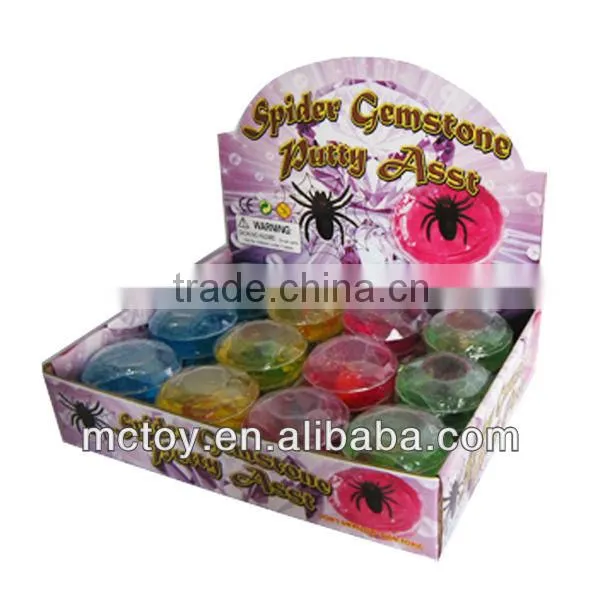 HOT Crystal diamond Gemstone Spider frog fish lizard insect red yellow blue green pink purple Putty slime toy
