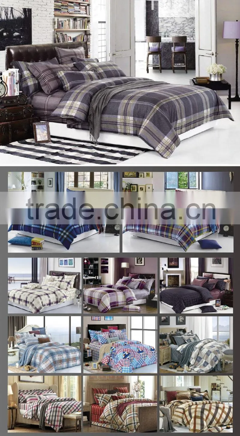 100% cotton new design grid bed sheet set