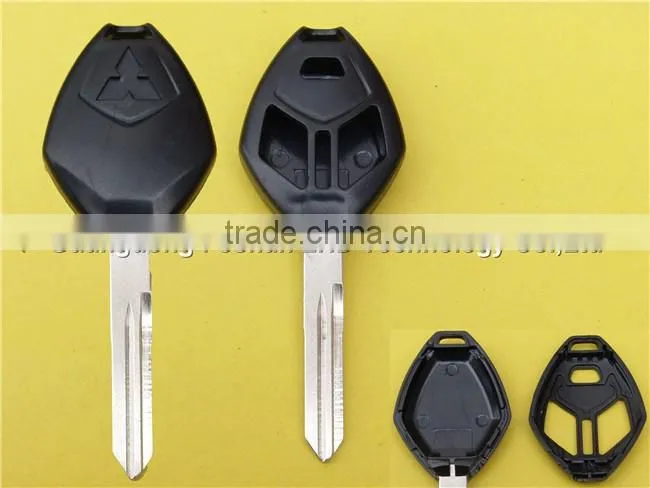 Replacement 2+1 Buttons With Logo Uncut Left Groove Blade Keyless Remote Housing Fob Key Case Shell Mistubishi Car Key