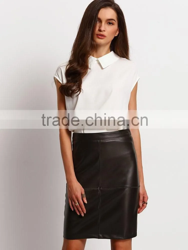 2016 spring summer new arrival midi wrapped bodycon mature woman leather skirt