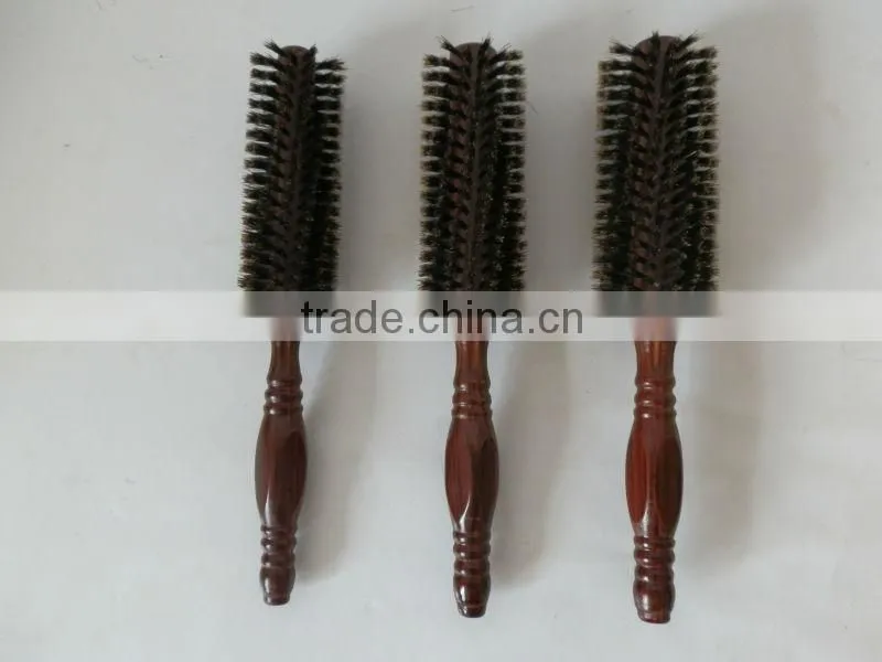 hair brush with boar briste and wood handle