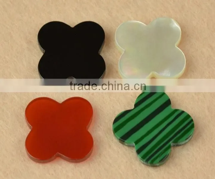 Good quality cheap price rough four leaf clover flower cut loose green malachite gemstone for jewelry marking