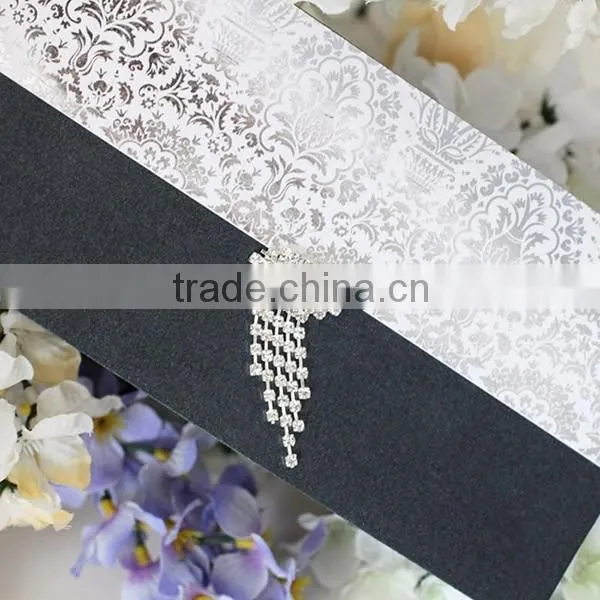 2016 newmengxing flocking pattern pocket invitation, custom design for the color