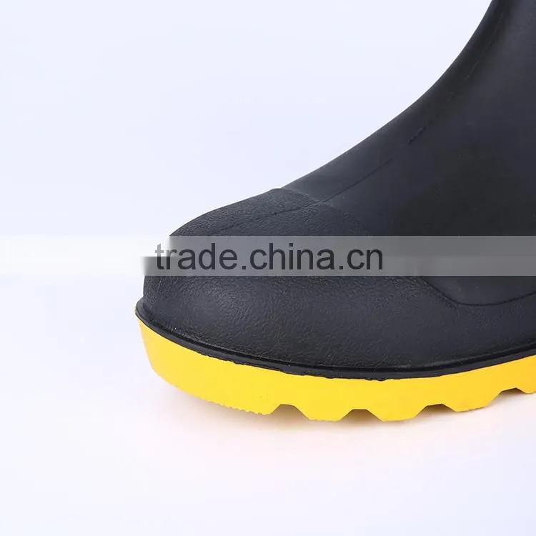 2016 Wholesale waterproof black Safety PVC rain boots with steel toe, industrial rain boots