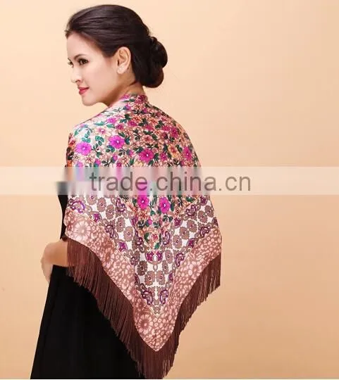 Customized silk twill square scarf with digital printing