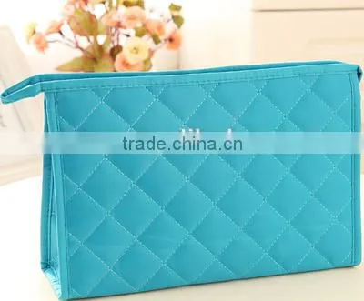 Good Quality Quilted Microfiber and Satin Fashion Travel Cosmetic Bag