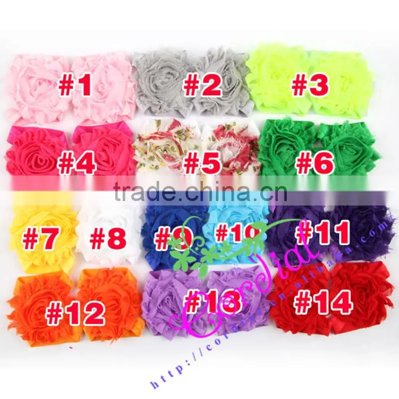 High Quality Shabby Chiffon Flower Trim,Chiffon Hair Flowers,Chiffon Flower Headband Cheap Wholesale