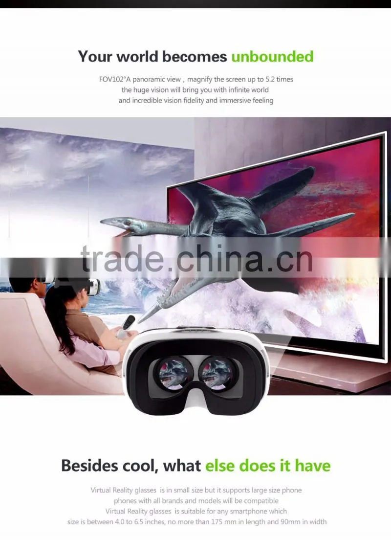 2016 Google Cardboard VR Box Version VR Virtual Reality Glasses 3D Movies and 3D Games Movie for 3.5" - 6.0" Smart Phone