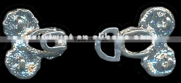 6MM 2MM Clear Cystal Rhinestone Wedding Garment Rhodium Metal Pair Buckle