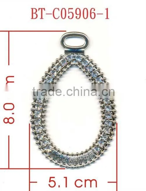 4MM Clear Cystal Drop Rhinestone Frame Rhodium Metal Belt Buckle