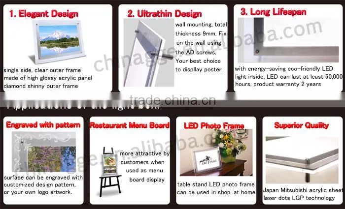 Super Slim Acrylic Real Estate Agents Display LED Window Light Pockets