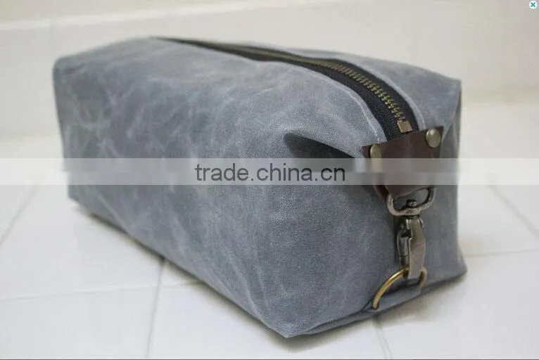 High quality and personalized large size mens waxed canvas dopp kit