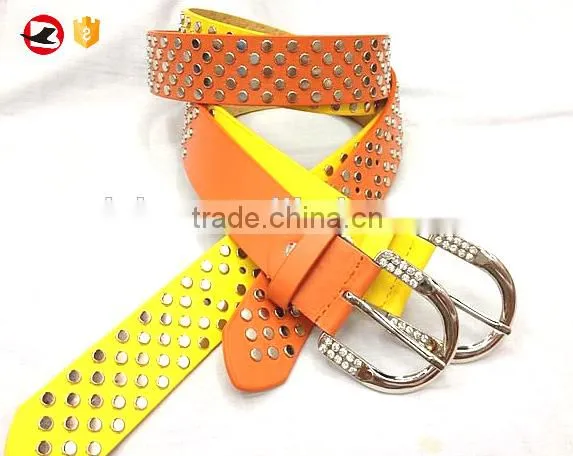 2015 Fashion Women Studded PU Belt Rhinestone belt