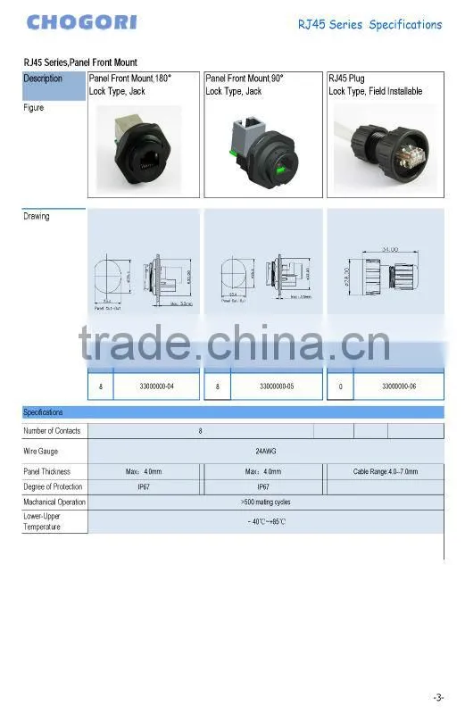RJ45series Lock waterproof connector