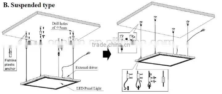 CE RoHS certificated square 36W LED elevator ceiling light panel