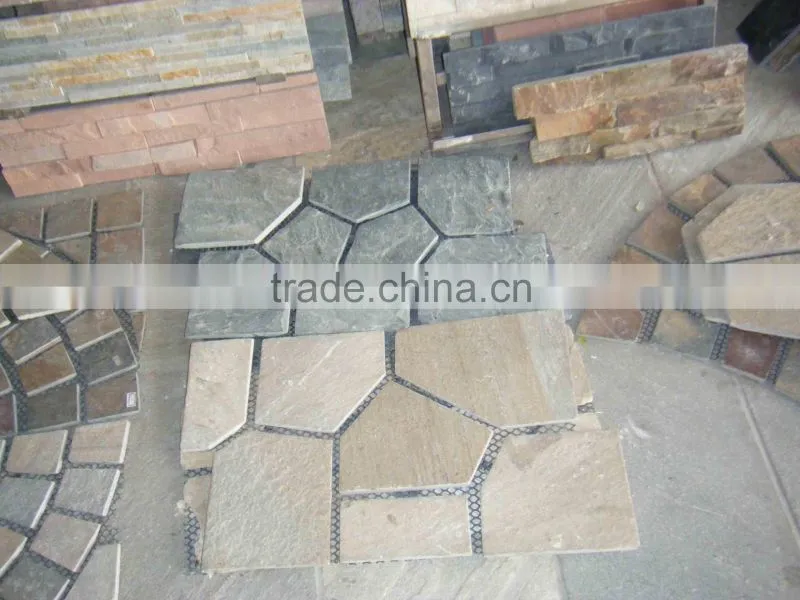 Rusty yellow slate flagstone