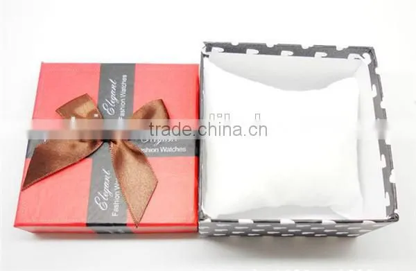 Custom logo ribbon decorative watch gift box jewelry packing box