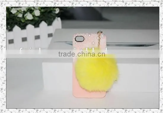 2015 wholesale Fashion Sparkling Diamond 3.5mm crown Dustproof Plug for mobile phone,Pearl rabbit hair ball dustproof plug