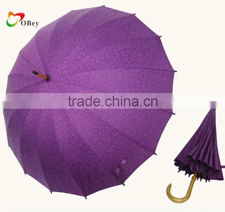 Dark purple hand open straight umbrella
