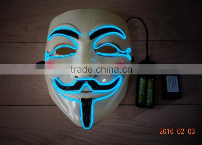 V for Vendetta el wire mask / EL wire halloween mask / EL WIRE Masquerade Face Mask