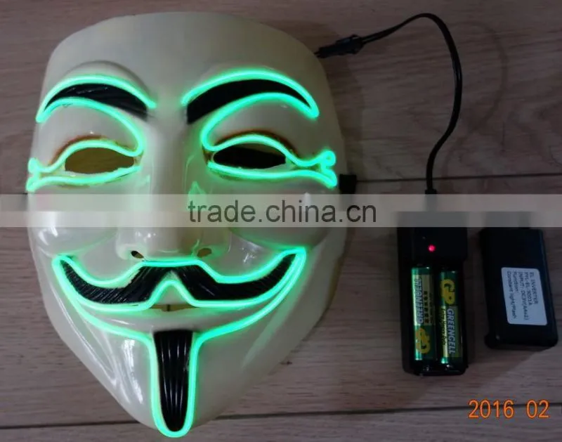 Hot Selling Party EL light Mask / EL WIRE V for Vendetta Mask