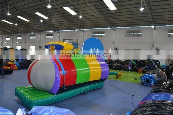 outdoor commercial big train inflatable obstacle courses / giant inflatable train bouncer
