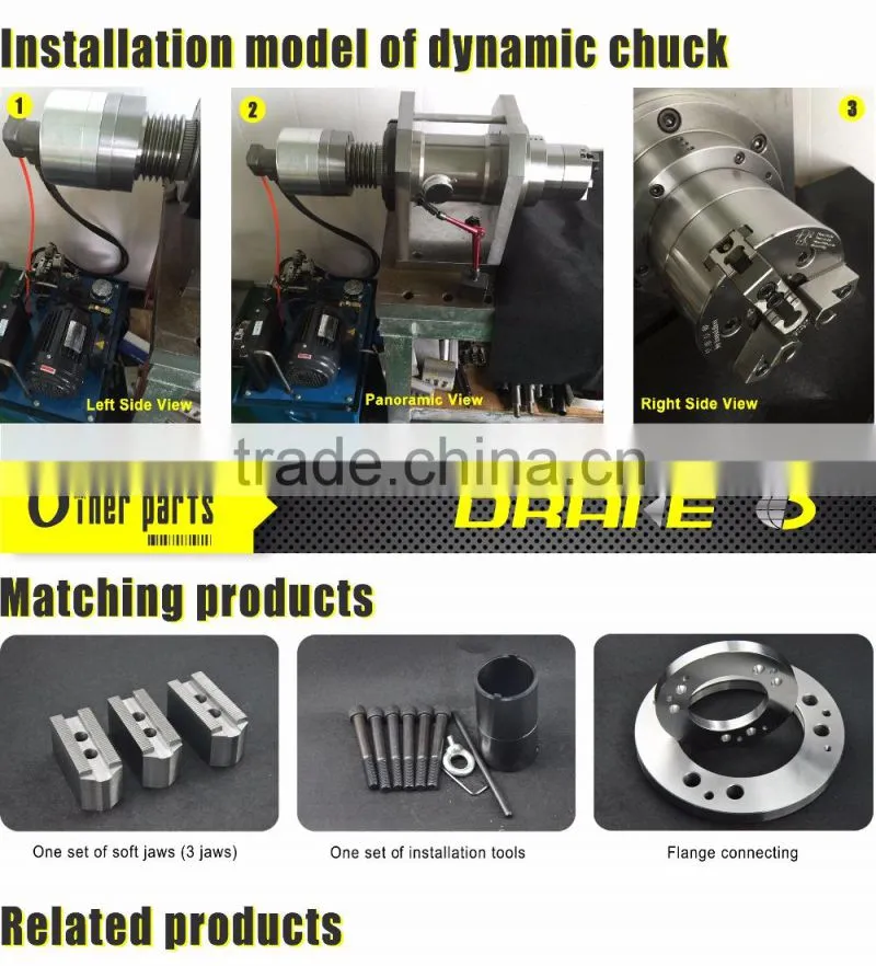 Two jaw 210mm through-hole Hydraulic lathe chuck