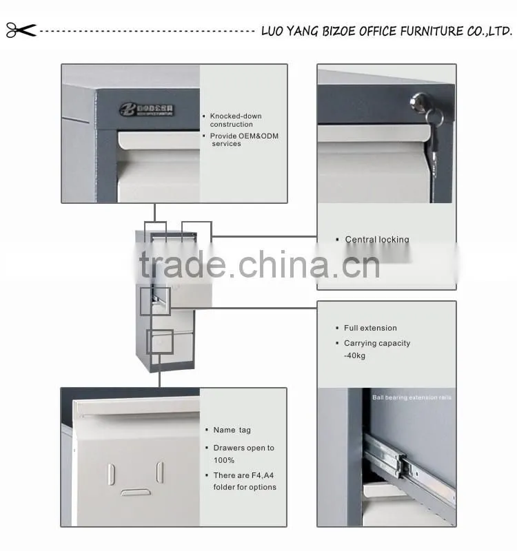High quality 4 drawer locking metal filing cabinet