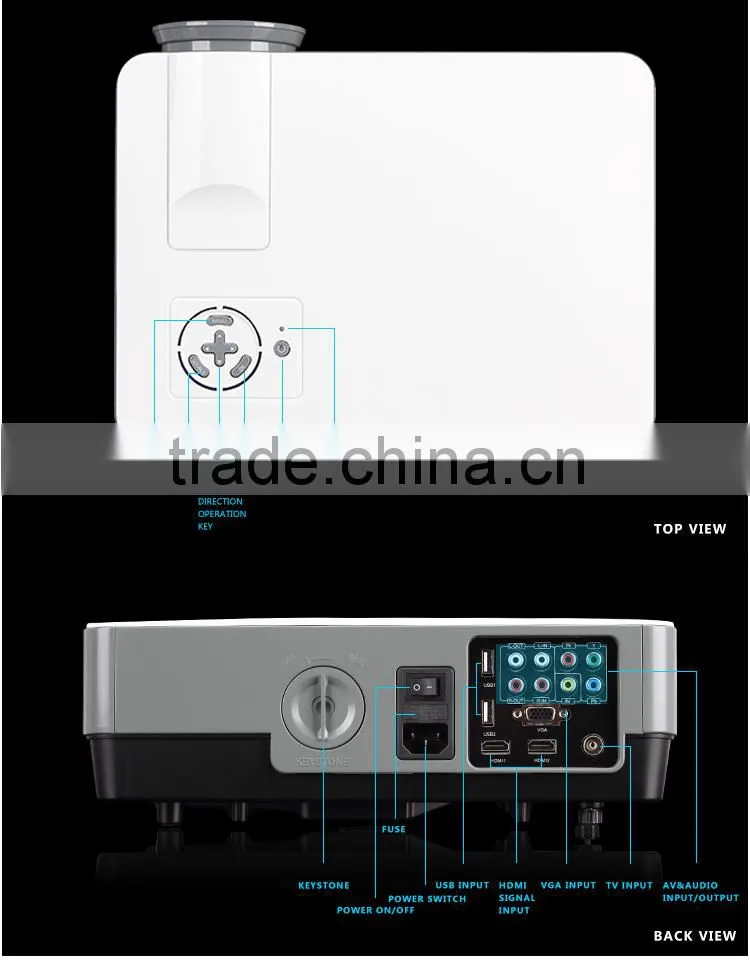 2000lumens full HD 1080P movie projector/proyector/beamer portable lcd projector RD801