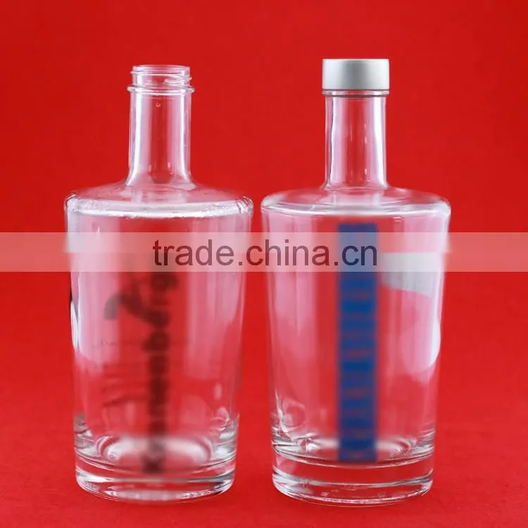 Excellent quality frosted liquor round bottles empty fancy bottles clear drink bottles 750ml