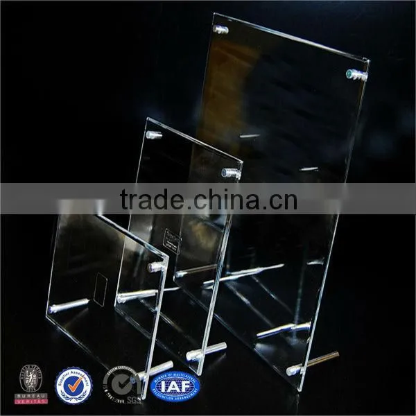 Custom clear acrylic folder /document/ office brochure rack with business card pocket