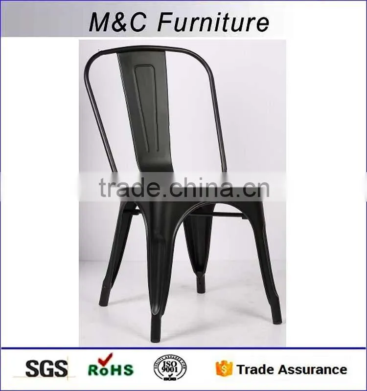 Ergonomic stackable metal kitchen furniture with wooden seat
